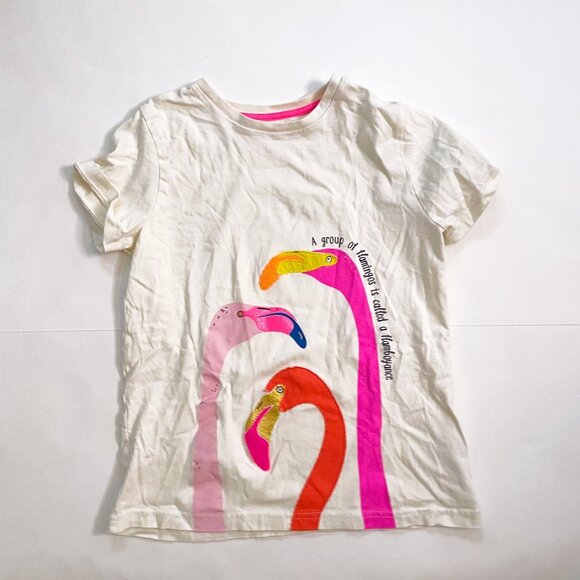 Mini Boden Flamingo Applique Tee, Size 11/12 - Picture 2 of 5